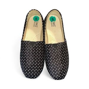 TOMS Classic Shoes Polka Dot Black Women's Slip-On Shoes espadrilles Size 8